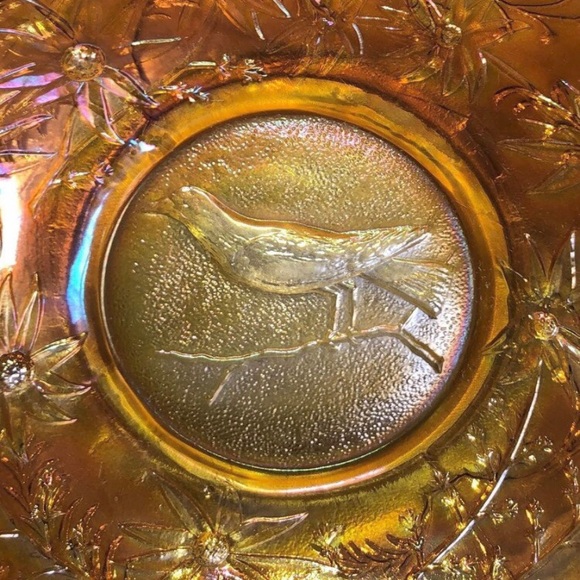 Antique Carnival Glass Australian Rare Crown Crystal Marigold Magpie Bowl 1920s - Picture 6 of 7